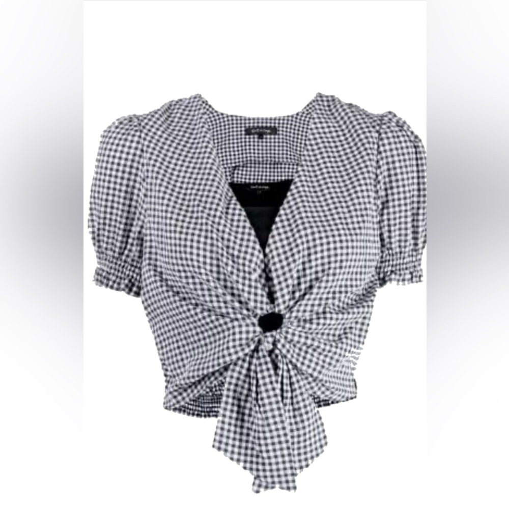 Tout á Coup Black and White Gingham Women's Top